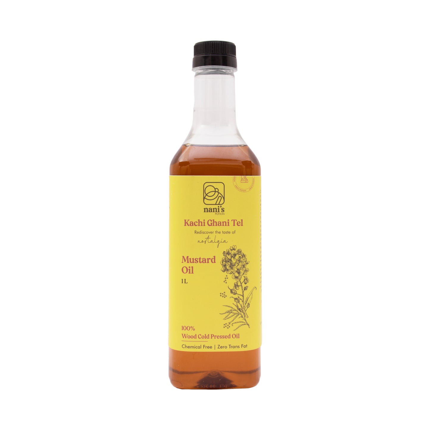 Wood Pressed Mustard Oil Plastic Bottle (1000 ml)