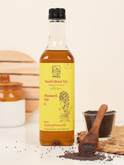 Wood Pressed Mustard Oil Plastic Bottle (1000 ml)